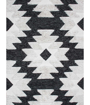 Ковёр ручной работы E-H AFRO KILIM, AFR 01 BLACK WHITE 120*180 - EKOHALI