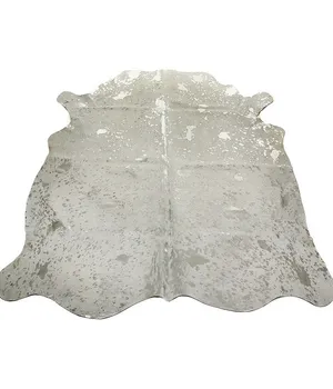 Covor din piele naturală COW WHITE ACID SILVER SKIN, alb cu stropi de argint -
